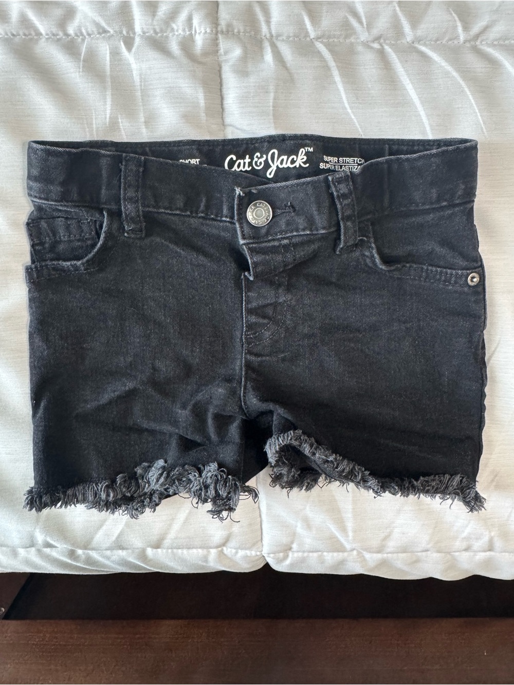 Cat & Jack Black Frayed Hem Denim Shorts - kids